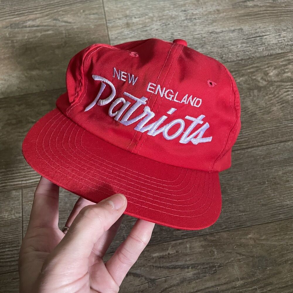 Vintage Sports Specialties New England Patriots Script Snapback Cap Hat Red RARE